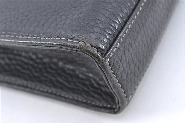 Authentic BURBERRY Vintage Leather Clutch Bag Purse Black J2539