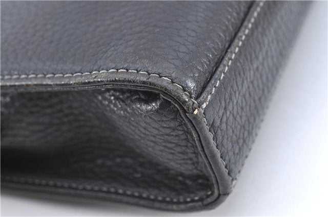 Authentic BURBERRY Vintage Leather Clutch Bag Purse Black J2539