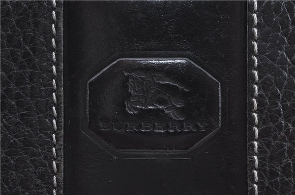 Authentic BURBERRY Vintage Leather Clutch Bag Purse Black J2539