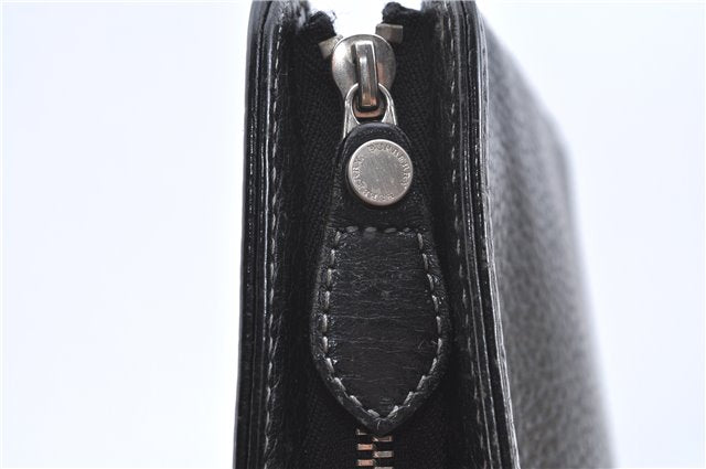 Authentic BURBERRY Vintage Leather Clutch Bag Purse Black J2539