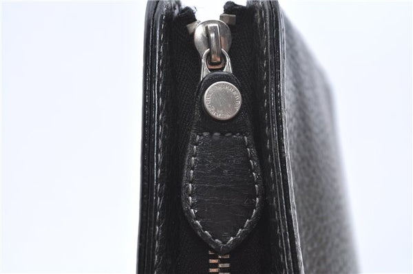 Authentic BURBERRY Vintage Leather Clutch Bag Purse Black J2539
