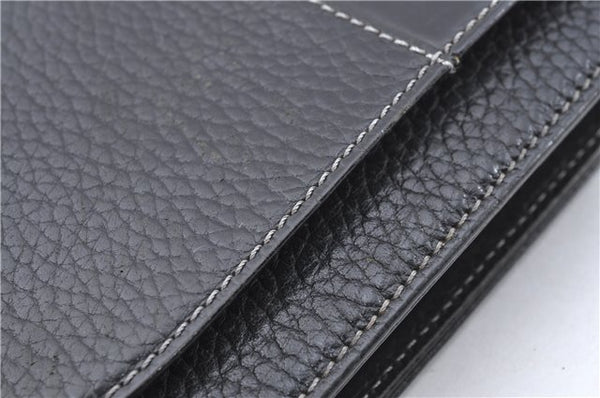Authentic BURBERRY Vintage Leather Clutch Bag Purse Black J2539