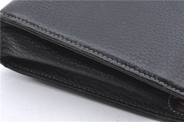 Authentic BURBERRY Vintage Leather Clutch Bag Purse Black J2539