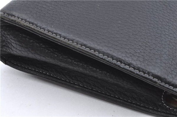 Authentic BURBERRY Vintage Leather Clutch Bag Purse Black J2539