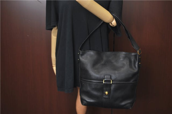 Authentic GUCCI Shoulder Tote Bag Leather Black J2552