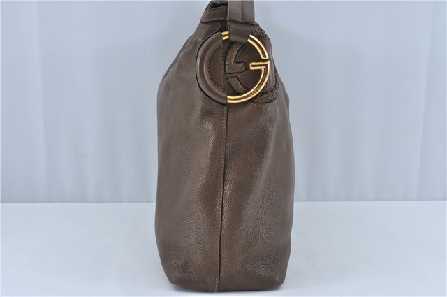 Authentic GUCCI Shoulder Hand Bag Leather Brown J2555