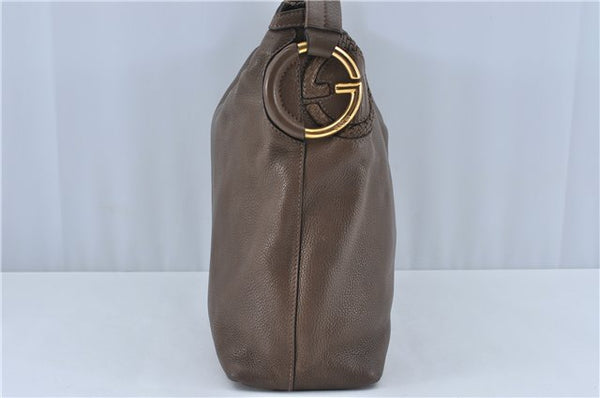 Authentic GUCCI Shoulder Hand Bag Leather Brown J2555