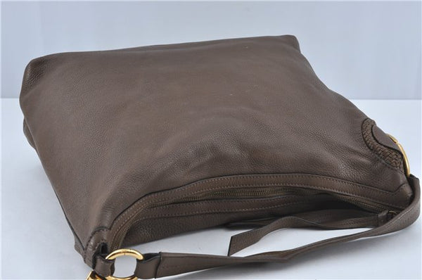 Authentic GUCCI Shoulder Hand Bag Leather Brown J2555