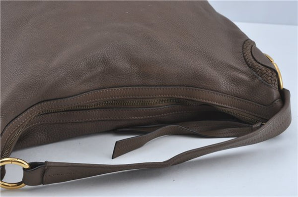 Authentic GUCCI Shoulder Hand Bag Leather Brown J2555