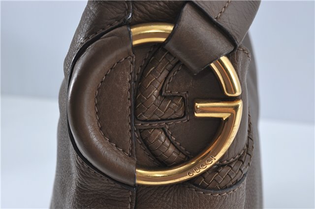 Authentic GUCCI Shoulder Hand Bag Leather Brown J2555