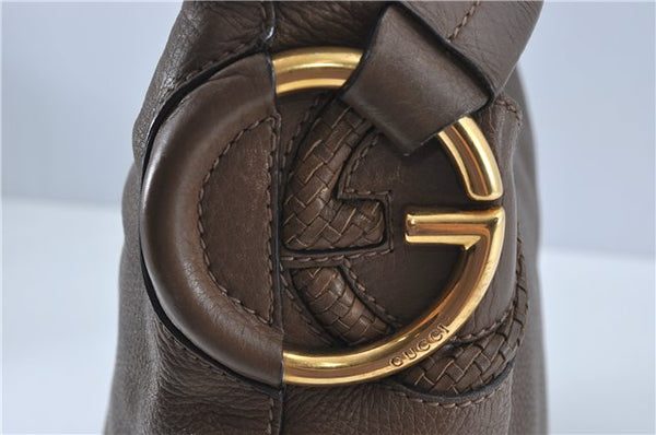 Authentic GUCCI Shoulder Hand Bag Leather Brown J2555