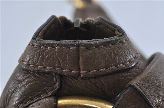 Authentic GUCCI Shoulder Hand Bag Leather Brown J2555