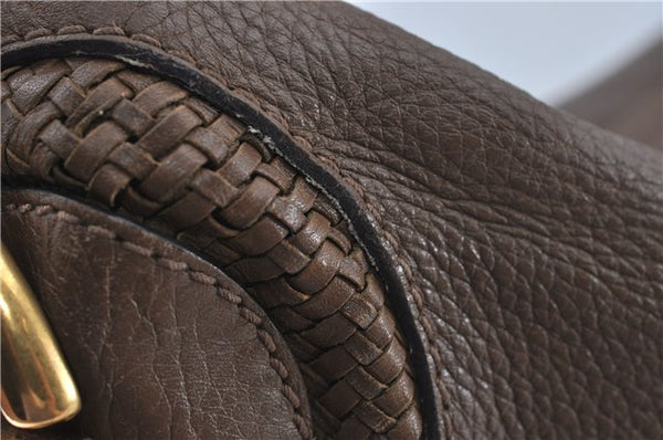 Authentic GUCCI Shoulder Hand Bag Leather Brown J2555