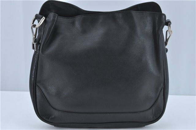 Authentic GUCCI Bamboo Hand Bag Purse Leather 0014095 Black Junk J2561