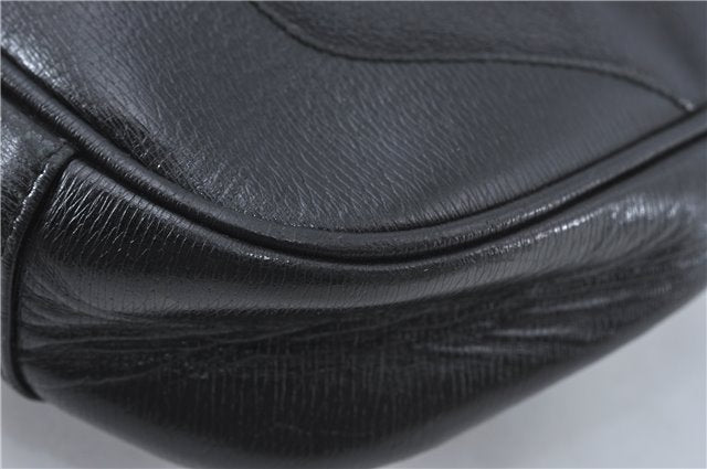 Authentic GUCCI Bamboo Hand Bag Purse Leather 0014095 Black Junk J2561