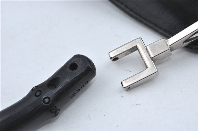 Authentic GUCCI Bamboo Hand Bag Purse Leather 0014095 Black Junk J2561