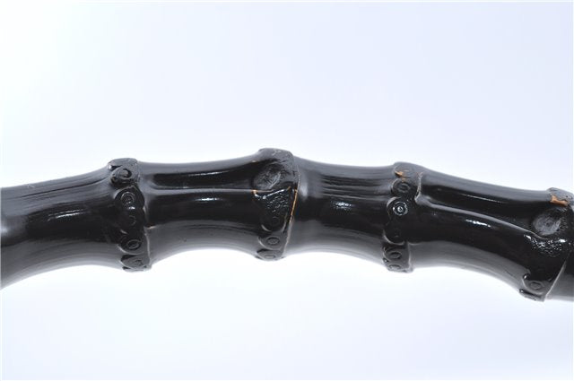 Authentic GUCCI Bamboo Shoulder Hand Bag Purse Leather 0013007 Black J2562