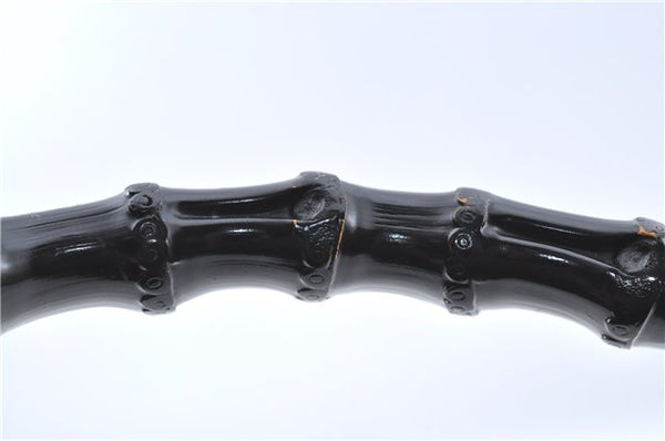 Authentic GUCCI Bamboo Shoulder Hand Bag Purse Leather 0013007 Black J2562