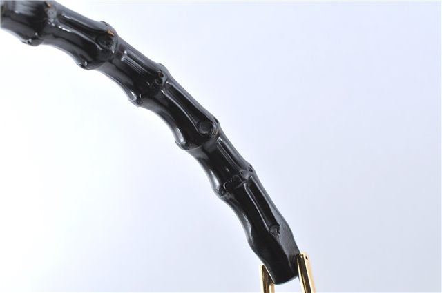 Authentic GUCCI Bamboo Shoulder Hand Bag Purse Leather 0013007 Black J2562