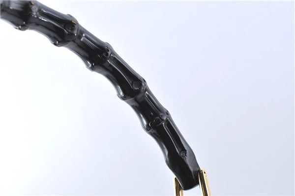 Authentic GUCCI Bamboo Shoulder Hand Bag Purse Leather 0013007 Black J2562