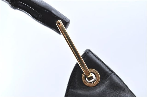 Authentic GUCCI Bamboo Shoulder Hand Bag Purse Leather 0013007 Black J2562