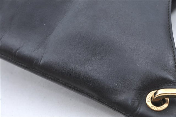 Authentic GUCCI Bamboo Shoulder Hand Bag Purse Leather 0013007 Black J2562