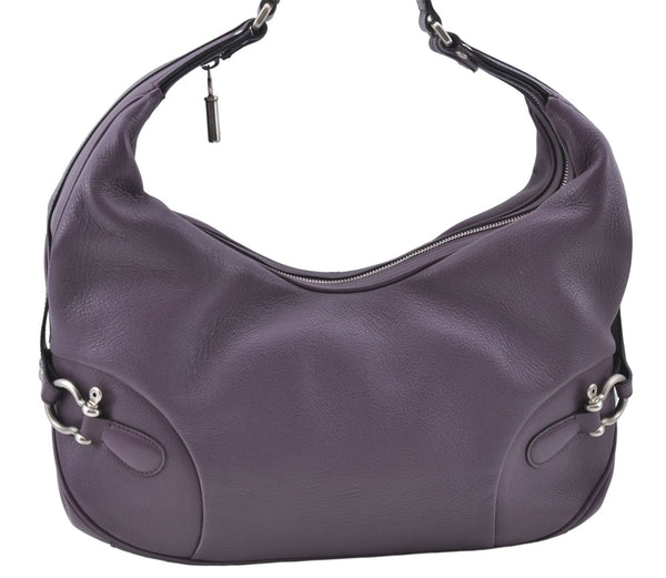 Authentic BURBERRY Vintage Leather Shoulder Hand Bag Purse Purple J2563