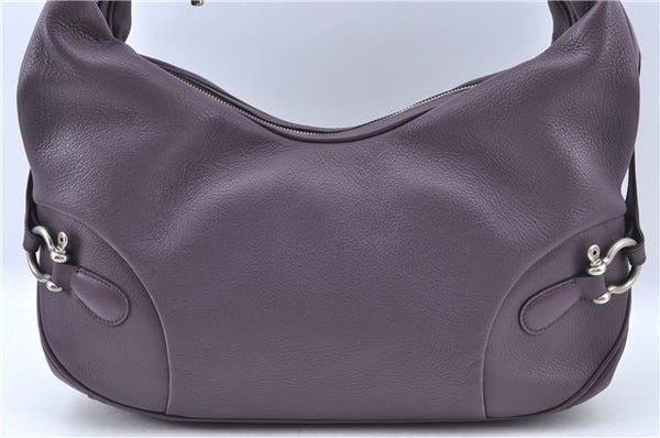 Authentic BURBERRY Vintage Leather Shoulder Hand Bag Purse Purple J2563