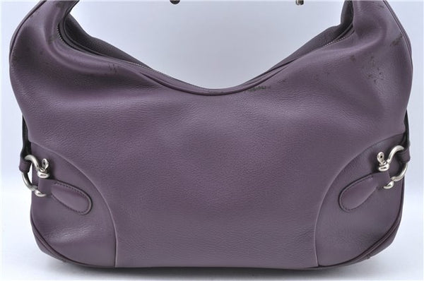 Authentic BURBERRY Vintage Leather Shoulder Hand Bag Purse Purple J2563
