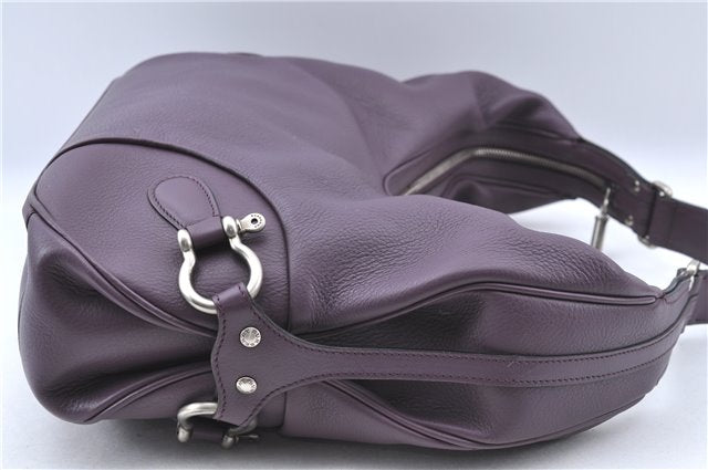 Authentic BURBERRY Vintage Leather Shoulder Hand Bag Purse Purple J2563