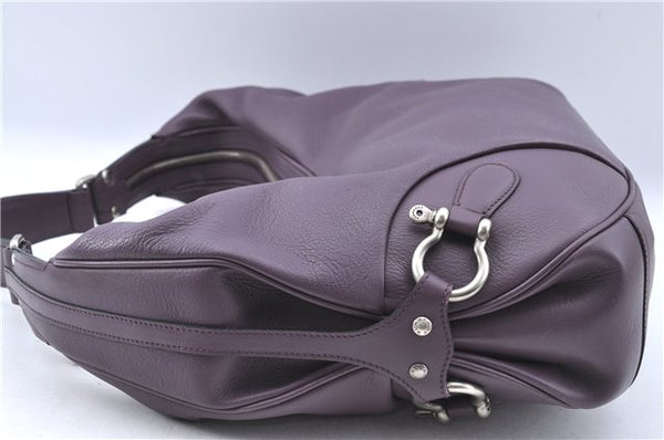 Authentic BURBERRY Vintage Leather Shoulder Hand Bag Purse Purple J2563