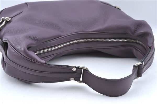 Authentic BURBERRY Vintage Leather Shoulder Hand Bag Purse Purple J2563