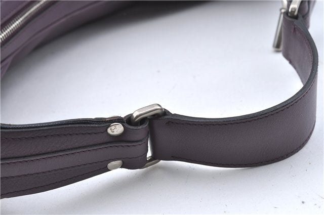 Authentic BURBERRY Vintage Leather Shoulder Hand Bag Purse Purple J2563