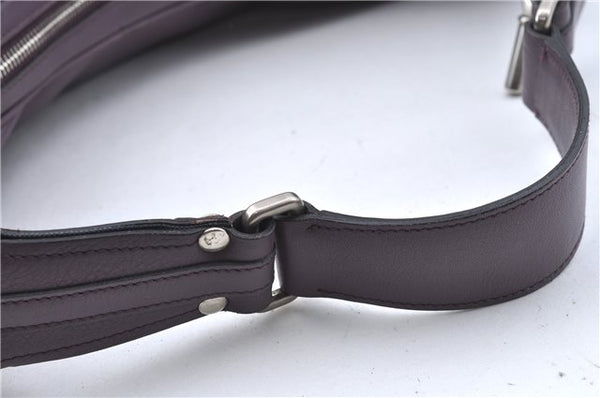 Authentic BURBERRY Vintage Leather Shoulder Hand Bag Purse Purple J2563