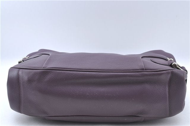 Authentic BURBERRY Vintage Leather Shoulder Hand Bag Purse Purple J2563