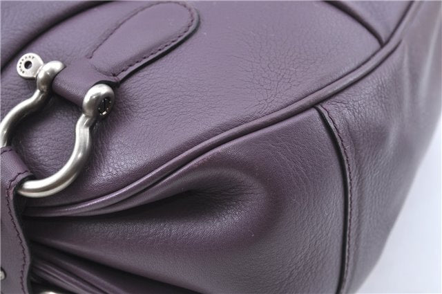 Authentic BURBERRY Vintage Leather Shoulder Hand Bag Purse Purple J2563