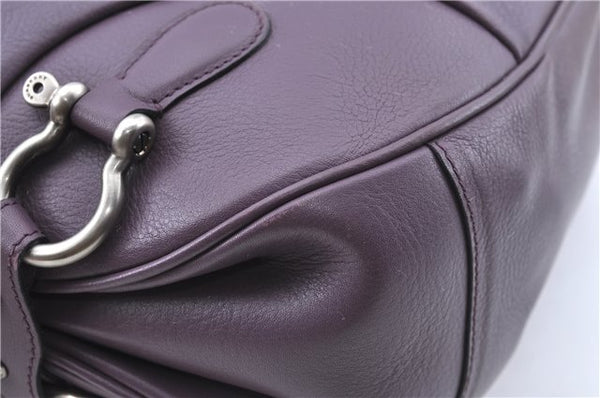 Authentic BURBERRY Vintage Leather Shoulder Hand Bag Purse Purple J2563