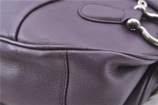 Authentic BURBERRY Vintage Leather Shoulder Hand Bag Purse Purple J2563