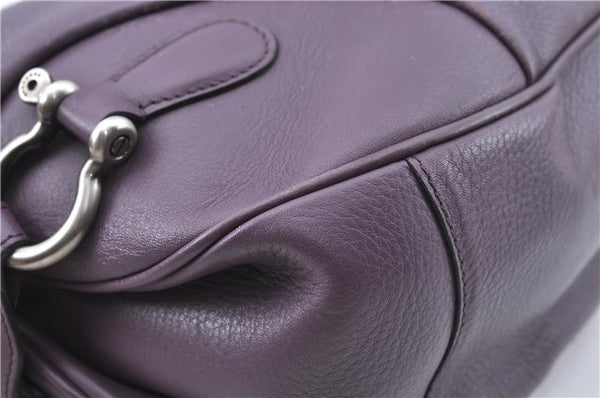Authentic BURBERRY Vintage Leather Shoulder Hand Bag Purse Purple J2563
