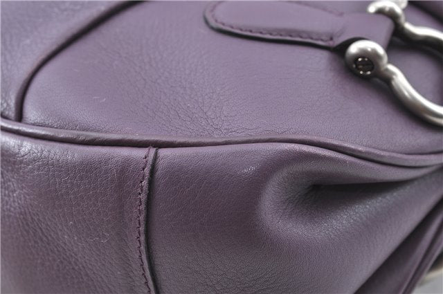 Authentic BURBERRY Vintage Leather Shoulder Hand Bag Purse Purple J2563