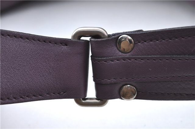 Authentic BURBERRY Vintage Leather Shoulder Hand Bag Purse Purple J2563