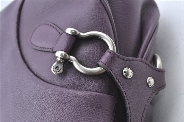 Authentic BURBERRY Vintage Leather Shoulder Hand Bag Purse Purple J2563