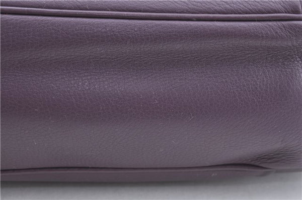 Authentic BURBERRY Vintage Leather Shoulder Hand Bag Purse Purple J2563