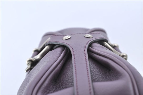 Authentic BURBERRY Vintage Leather Shoulder Hand Bag Purse Purple J2563