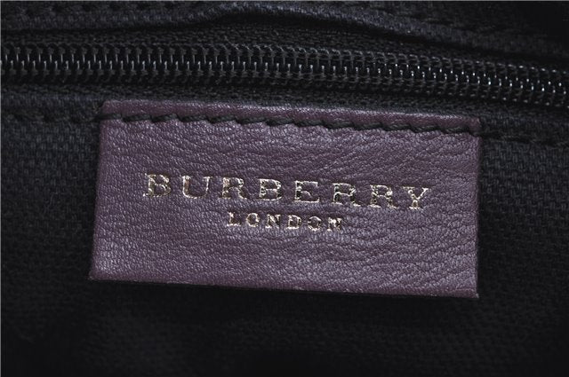 Authentic BURBERRY Vintage Leather Shoulder Hand Bag Purse Purple J2563