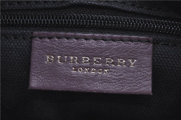 Authentic BURBERRY Vintage Leather Shoulder Hand Bag Purse Purple J2563