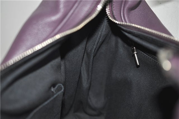 Authentic BURBERRY Vintage Leather Shoulder Hand Bag Purse Purple J2563