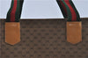 Auth GUCCI Web SherryLine Micro GG PVC Leather Shoulder Tote Bag Brown J2573