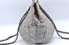 Authentic CHANEL CC Logo Chain Shoulder Hand Tote Bag Leather Gray Brown J2577