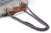 Authentic CHANEL CC Logo Chain Shoulder Hand Tote Bag Leather Gray Brown J2577